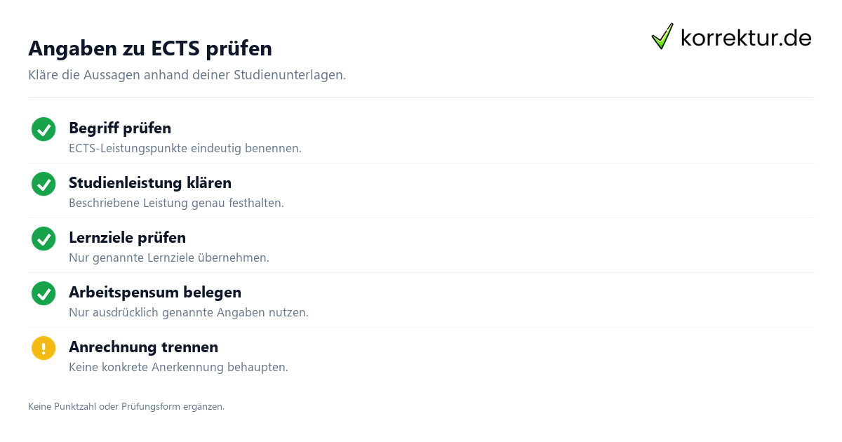 Angaben zu ECTS prüfen ECTS-Punkte im Studium verständlich erklärt: Angaben richtig prüfen