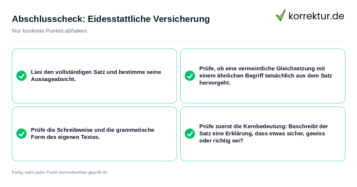 Konkreter Abschlusscheck zu Eidesstattliche Versicherung