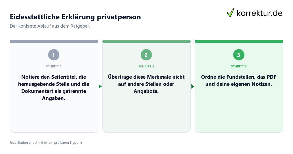 Konkrete Schritte zu Eidesstattliche Erklärung privatperson
