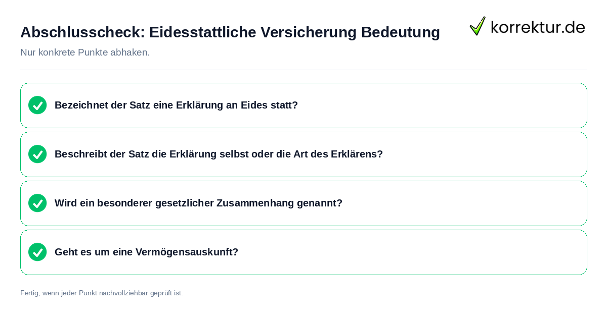 Konkreter Abschlusscheck zu Eidesstattliche Versicherung Bedeutung