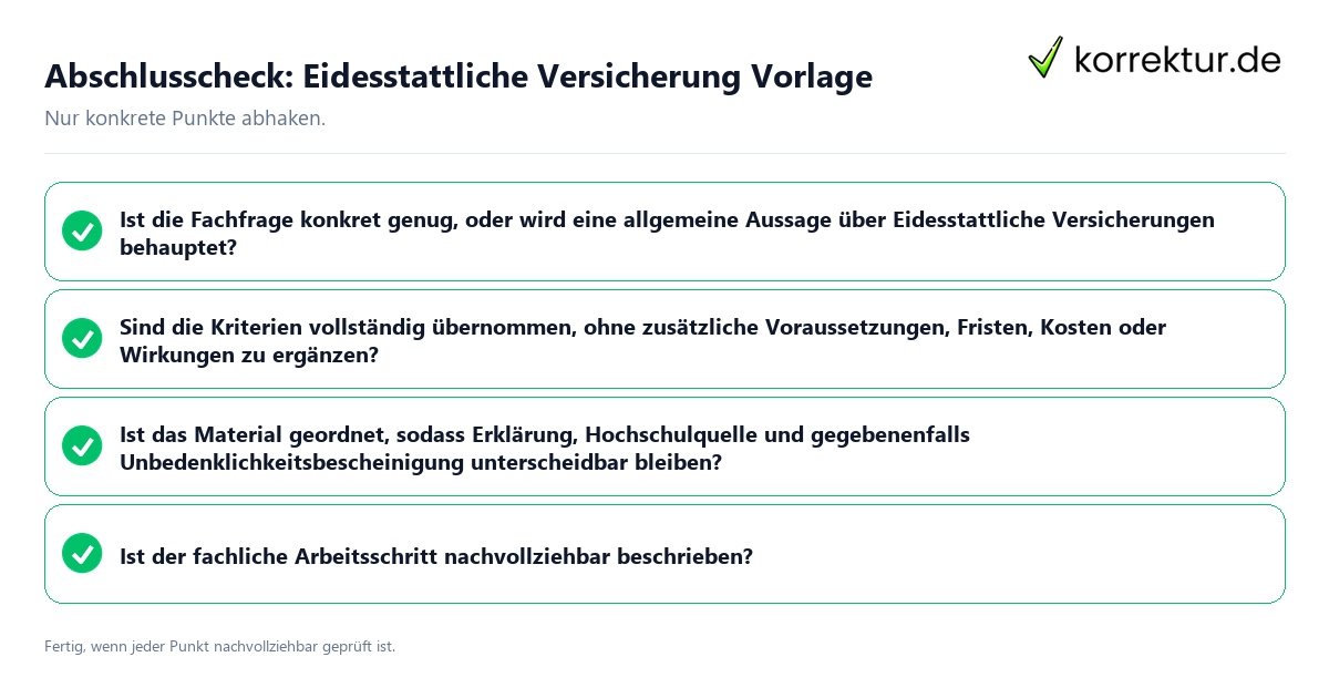 Abschlusscheck: Eidesstattliche Versicherung Vorlage Konkreter Abschlusscheck zu Eidesstattliche Versicherung Vorlage