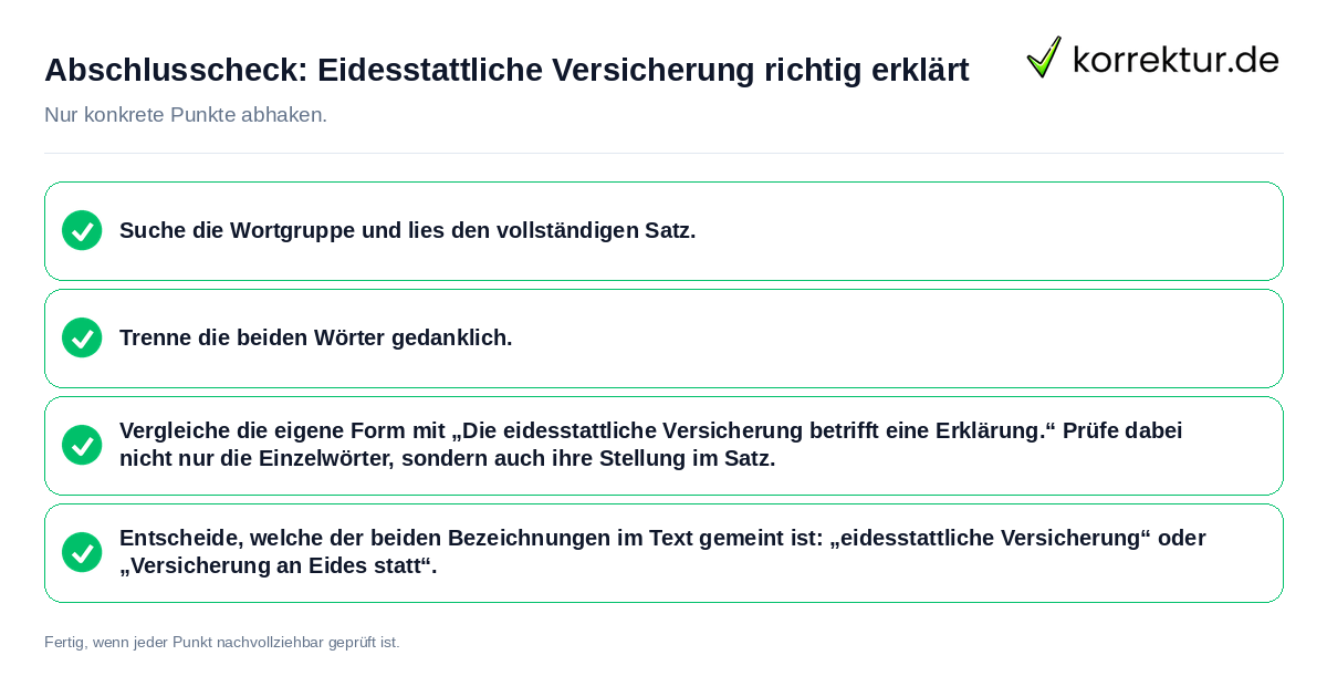 Konkreter Abschlusscheck zu Eidesstattliche Versicherung richtig erklärt