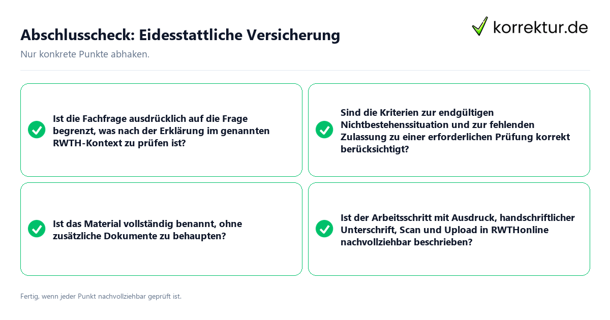 Konkreter Abschlusscheck zu Eidesstattliche Versicherung