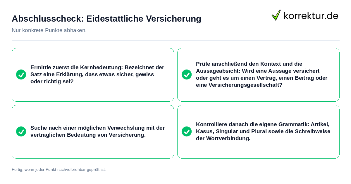 Konkreter Abschlusscheck zu Eidestattliche Versicherung