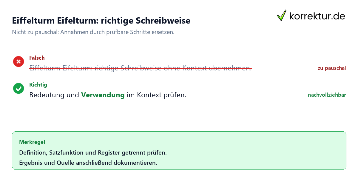 Ungeeignete und belastbare Vorgehensweise bei Eiffelturm Eifelturm: richtige Schreibweise