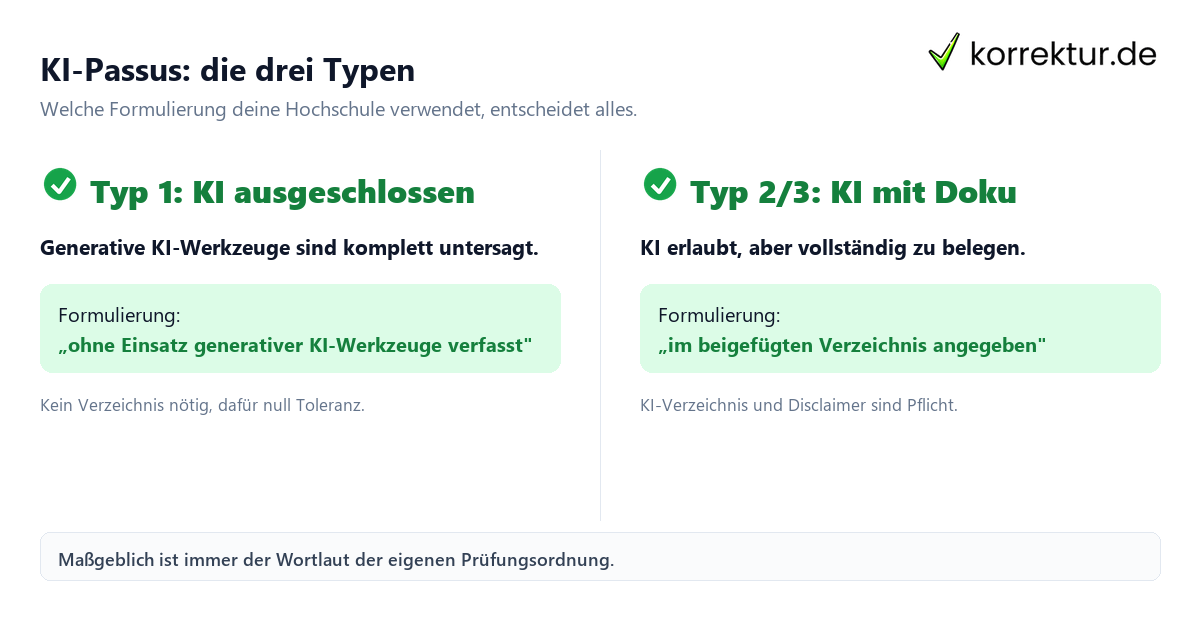 Eigenständigkeitserklärung KI: Checkliste vor der Unterschrift mit vier Punkten