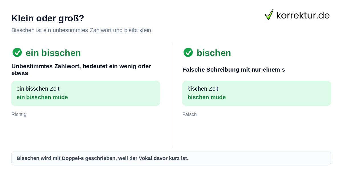 Ein bisschen groß oder klein schreiben: bisschen bleibt klein