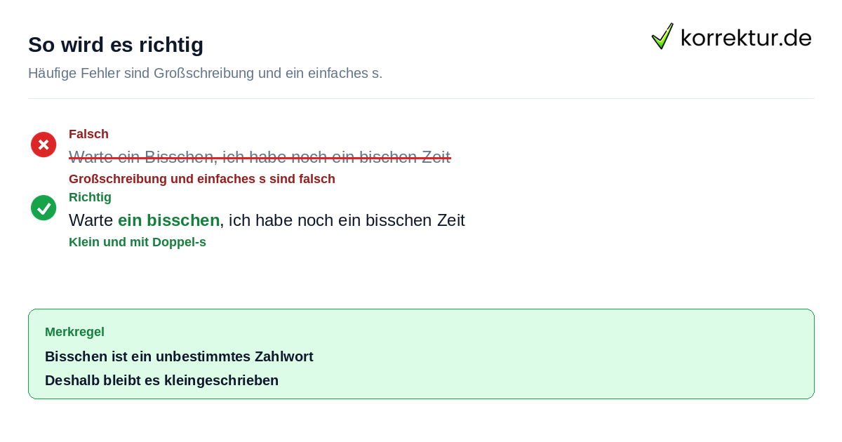 Rechtschreibfehler bei ein bisschen groß oder klein korrigieren