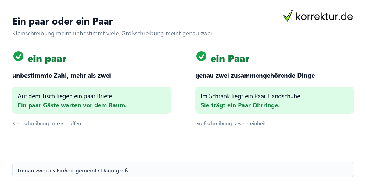 Ein paar oder ein Paar: Vergleich der Schreibweisen