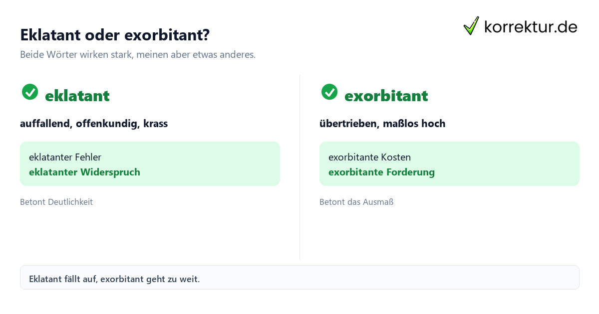eklatant Bedeutung: Abgrenzung zu exorbitant