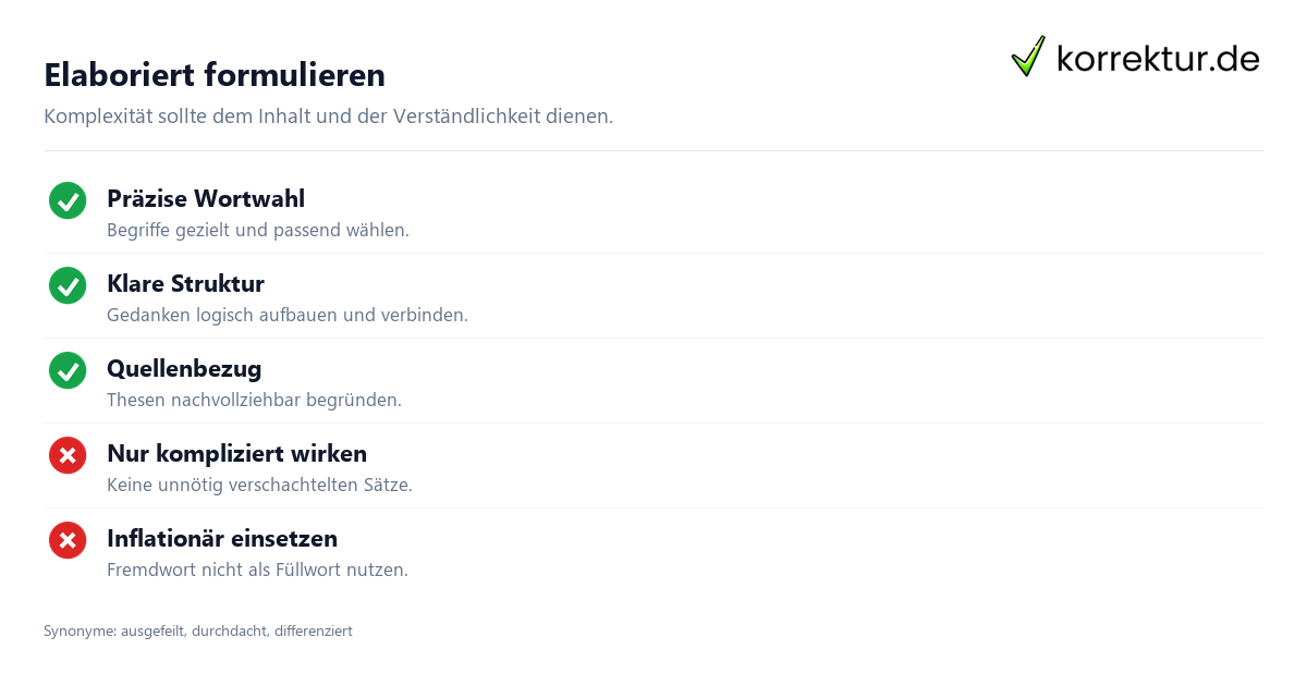 Elaboriert formulieren Elaboriert Bedeutung: Merkmale einer elaborierten Formulierung
