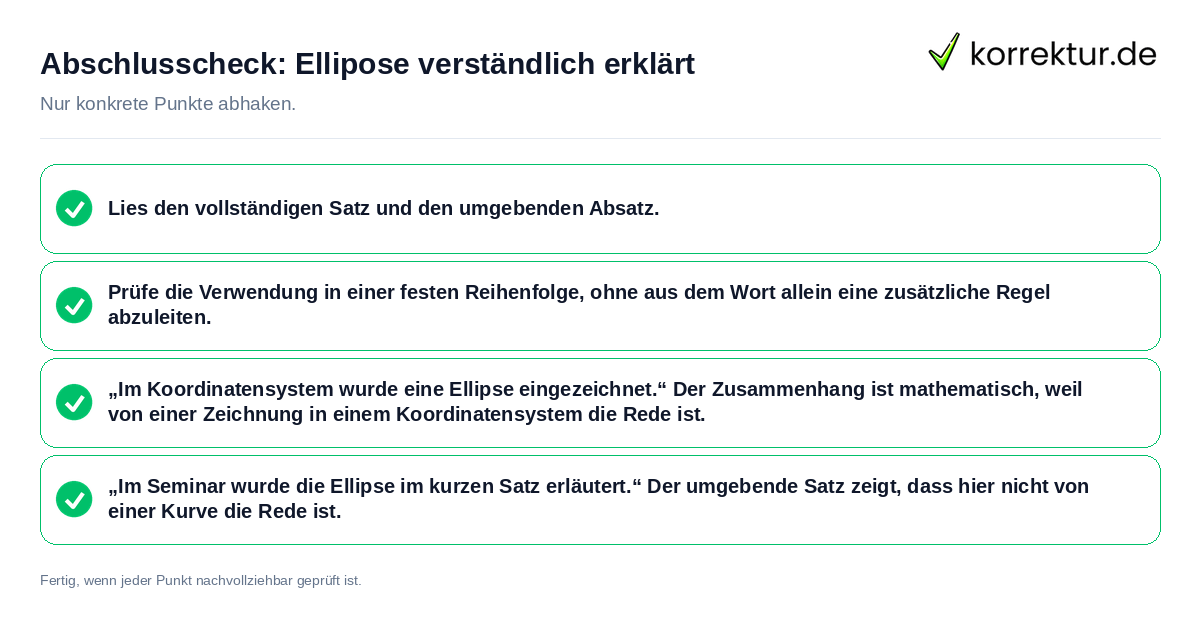 Konkreter Abschlusscheck zu Ellipose verständlich erklärt