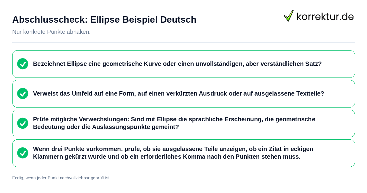 Abschlusscheck: Ellipse Beispiel Deutsch Konkreter Abschlusscheck zu Ellipse Beispiel Deutsch