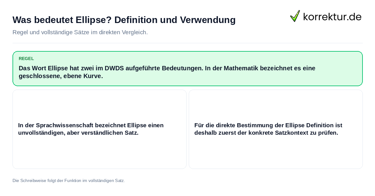 Konkrete Regel und vollständige Beispielsätze zu Was bedeutet Ellipse? Definition und Verwendung