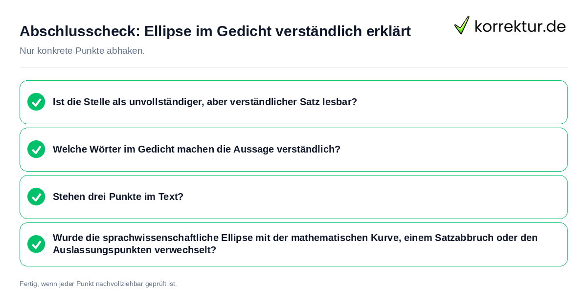 Konkreter Abschlusscheck zu Ellipse im Gedicht verständlich erklärt