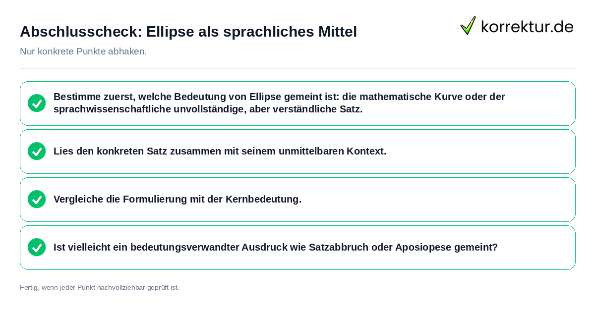 Abschlusscheck: Ellipse als sprachliches Mittel Konkreter Abschlusscheck zu Ellipse als sprachliches Mittel