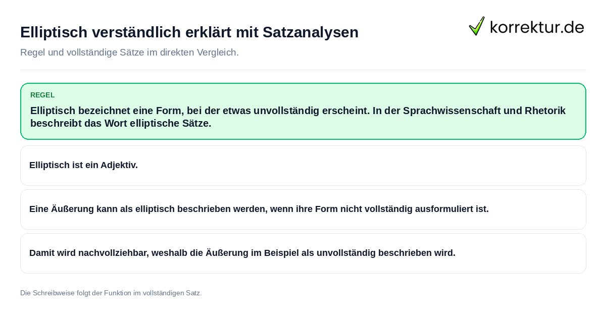 Konkrete Regel und vollständige Beispielsätze zu Elliptisch verständlich erklärt mit Satzanalysen