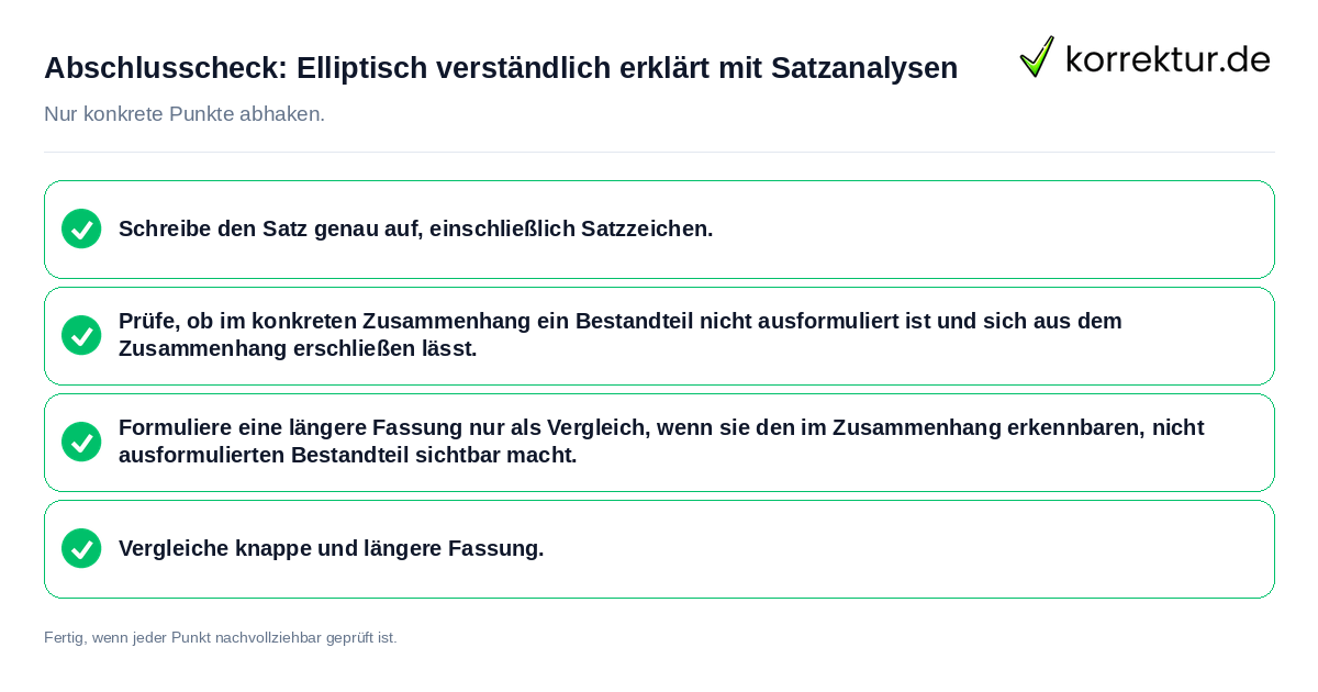 Konkreter Abschlusscheck zu Elliptisch verständlich erklärt mit Satzanalysen