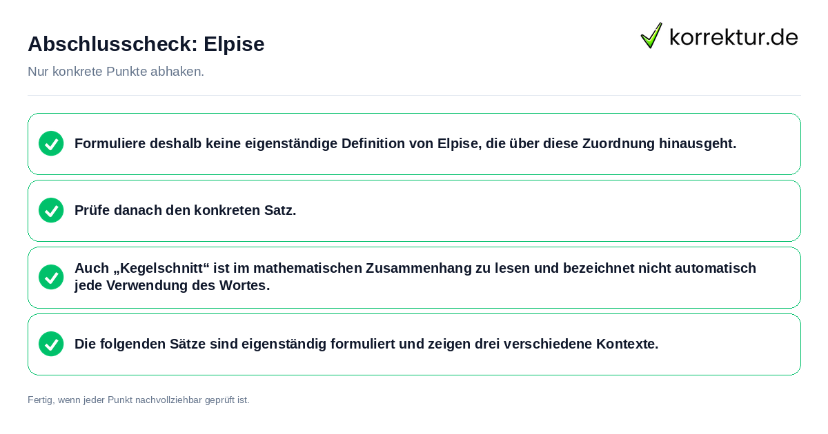 Konkreter Abschlusscheck zu Elpise