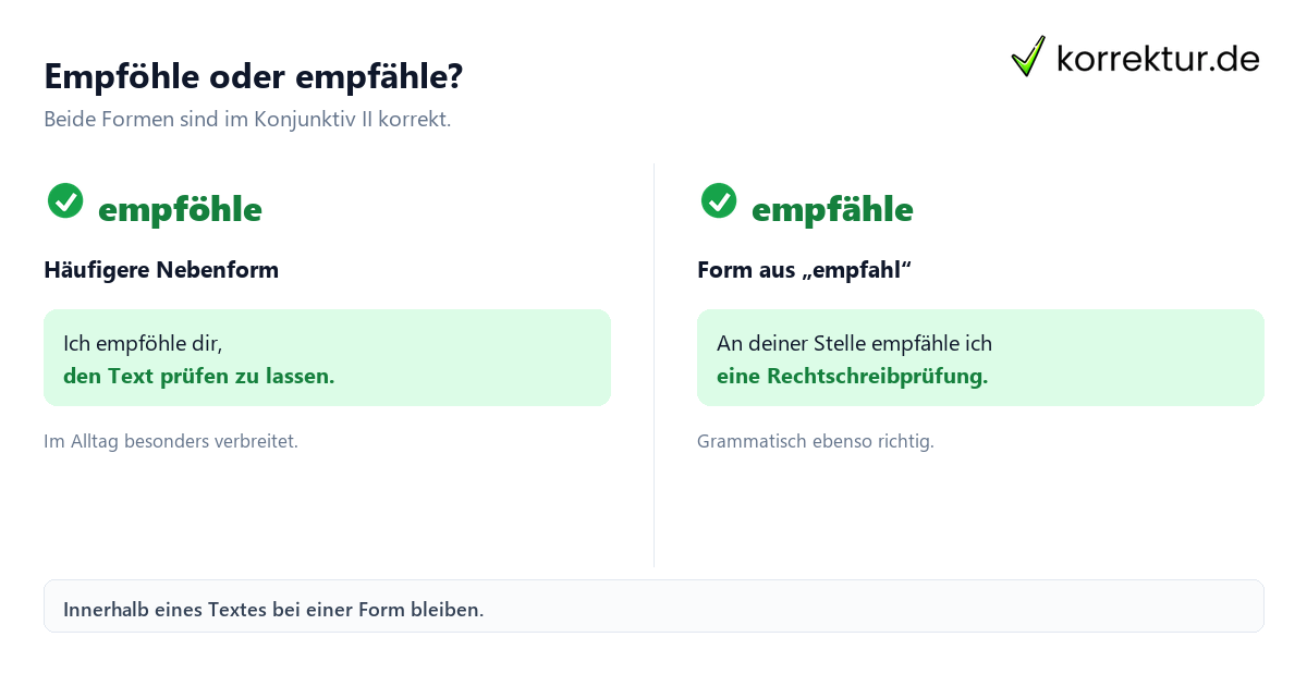 Empföhle oder empfähle: Beide korrekten Konjunktiv-II-Formen im Vergleich