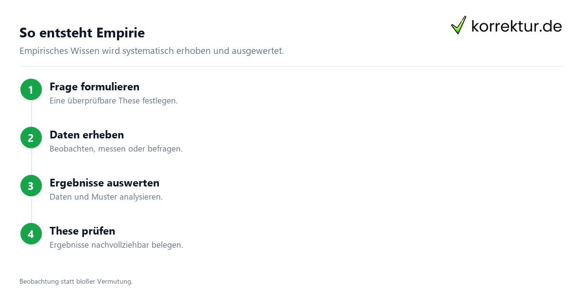 So entsteht Empirie Empirisch Bedeutung, Schritte zu empirischen Daten