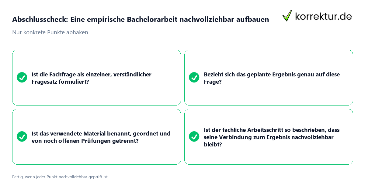 Abschlusscheck: Eine empirische Bachelorarbeit nachvollziehbar aufbauen Konkreter Abschlusscheck zu Eine empirische Bachelorarbeit nachvollziehbar aufbauen