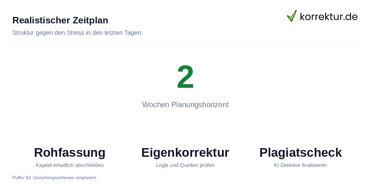 Zeitplan für die letzte Woche vor der Abgabe mit Code ENDSPURT10