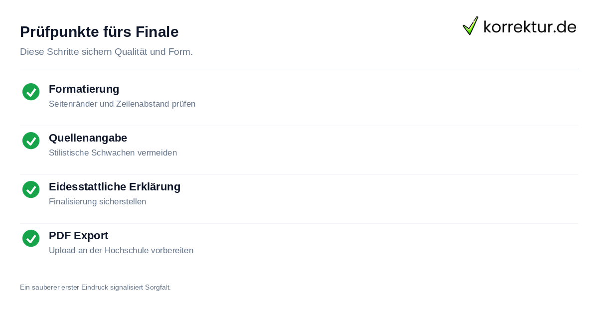 Checkliste für die finale Prüfung deiner akademischen Arbeit