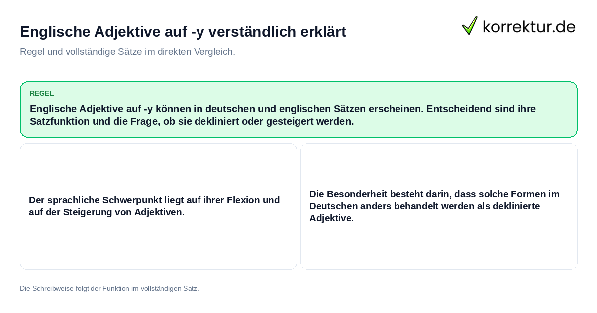 Konkrete Regel und vollständige Beispielsätze zu Englische Adjektive auf -y verständlich erklärt