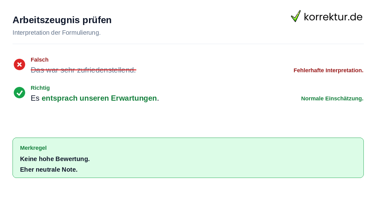 Rotstift Prüfung Arbeitszeugnis entsprechend