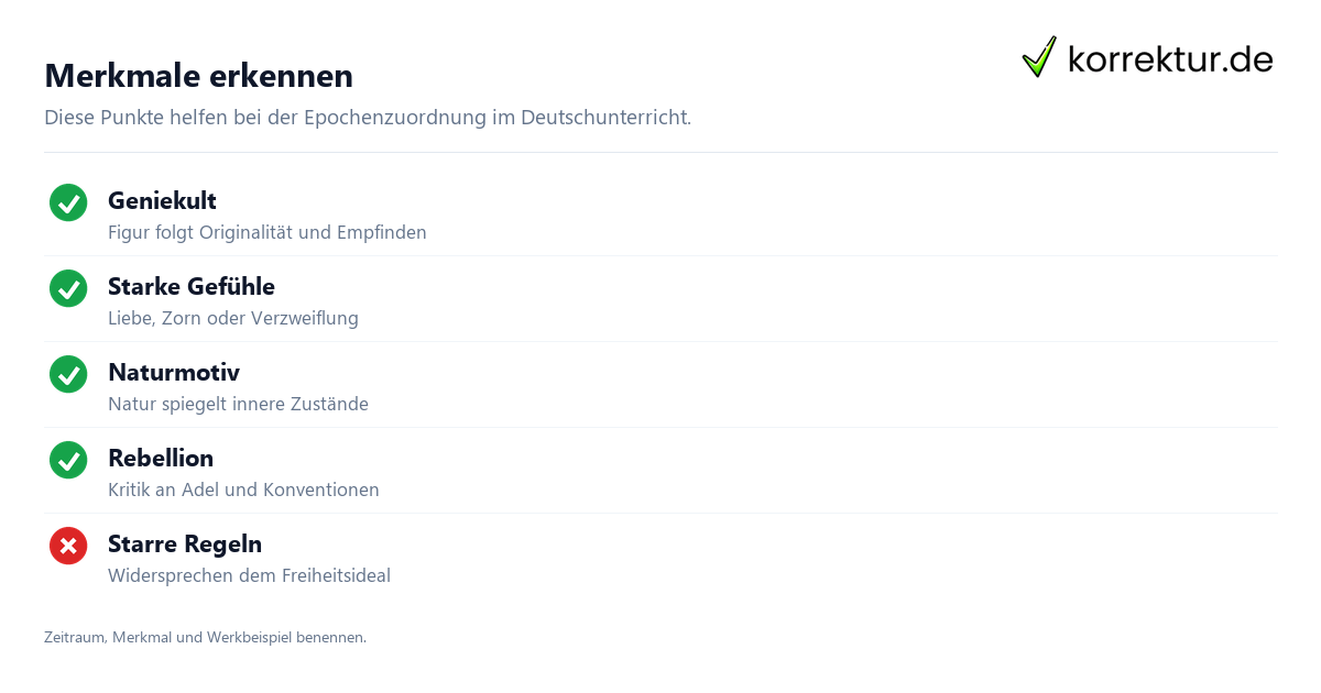 Merkmale erkennen Sturm und Drang Merkmale für die Textanalyse