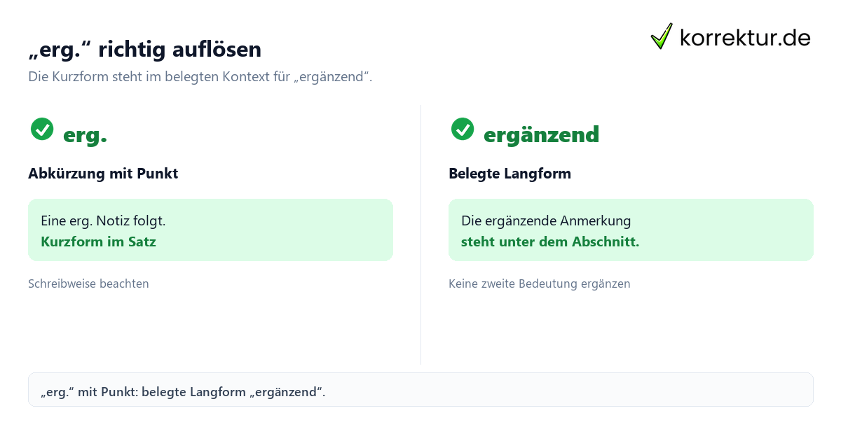 „erg.“ richtig auflösen Die Bedeutung der Abkürzung „erg.“: Kurzform und Langform