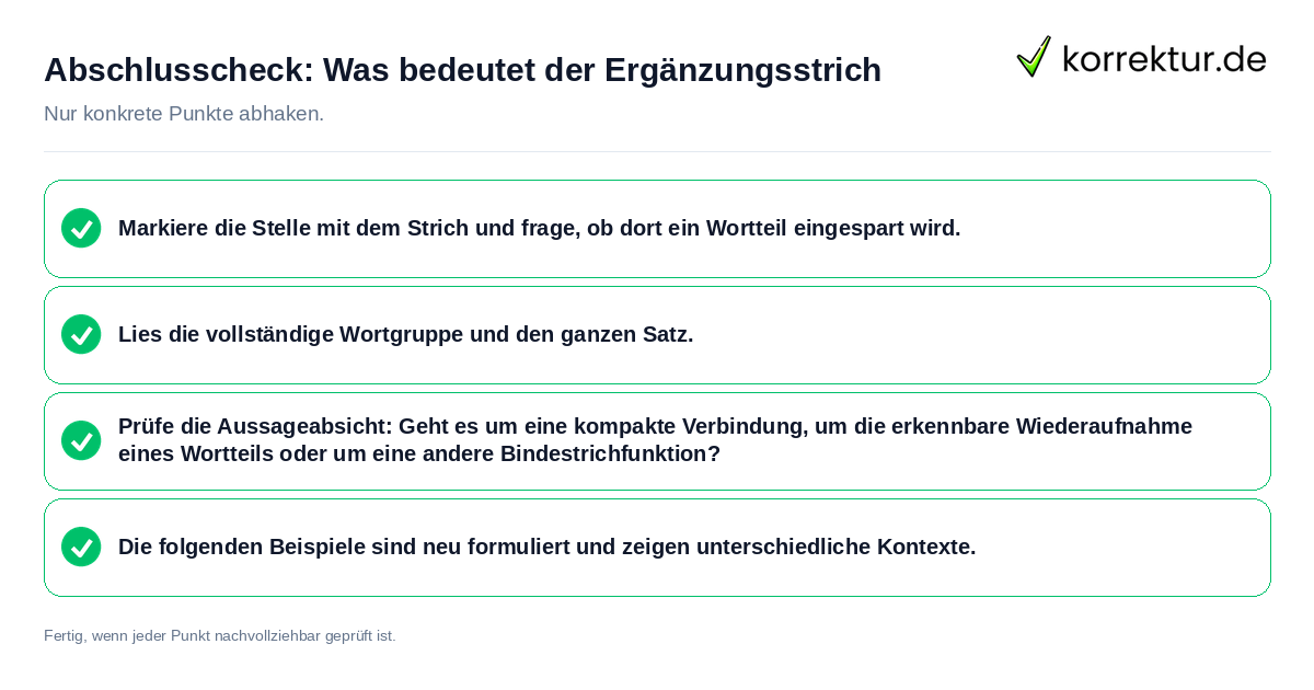 Konkreter Abschlusscheck zu Was bedeutet der Ergänzungsstrich