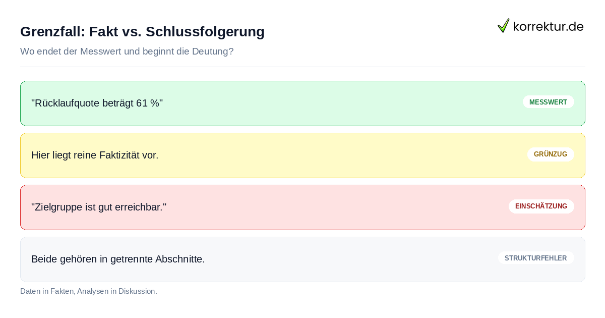 Grenzfall: Fakt vs. Schlussfolgerung Unterschied zwischen Ergebnis und Erkenntnis bei der Textanalyse
