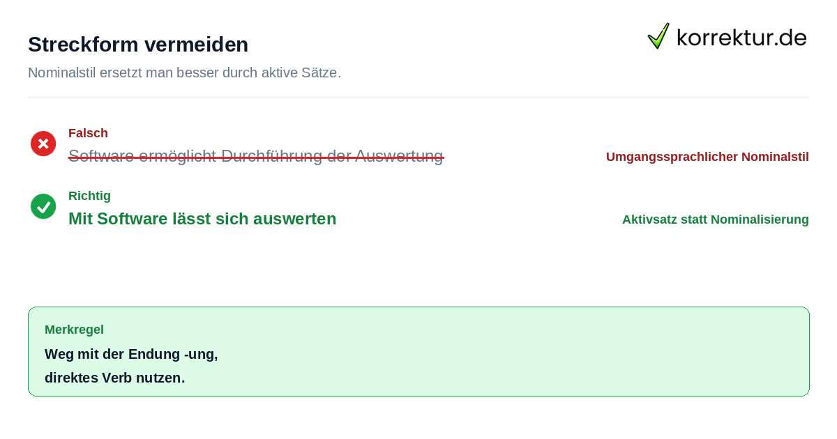Streckform vermeiden Stilistik: Streckform bei ermöglichen auflösen und verkürzen