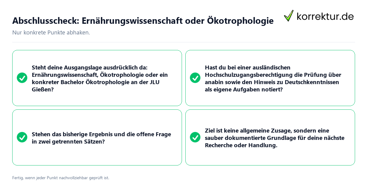 Konkreter Abschlusscheck zu Ernährungswissenschaft oder Ökotrophologie