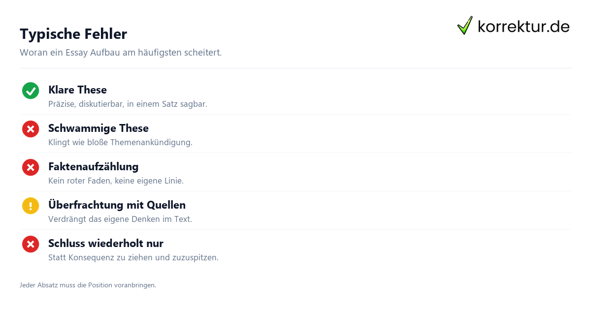 Typische Fehler im Essay Aufbau vermeiden
