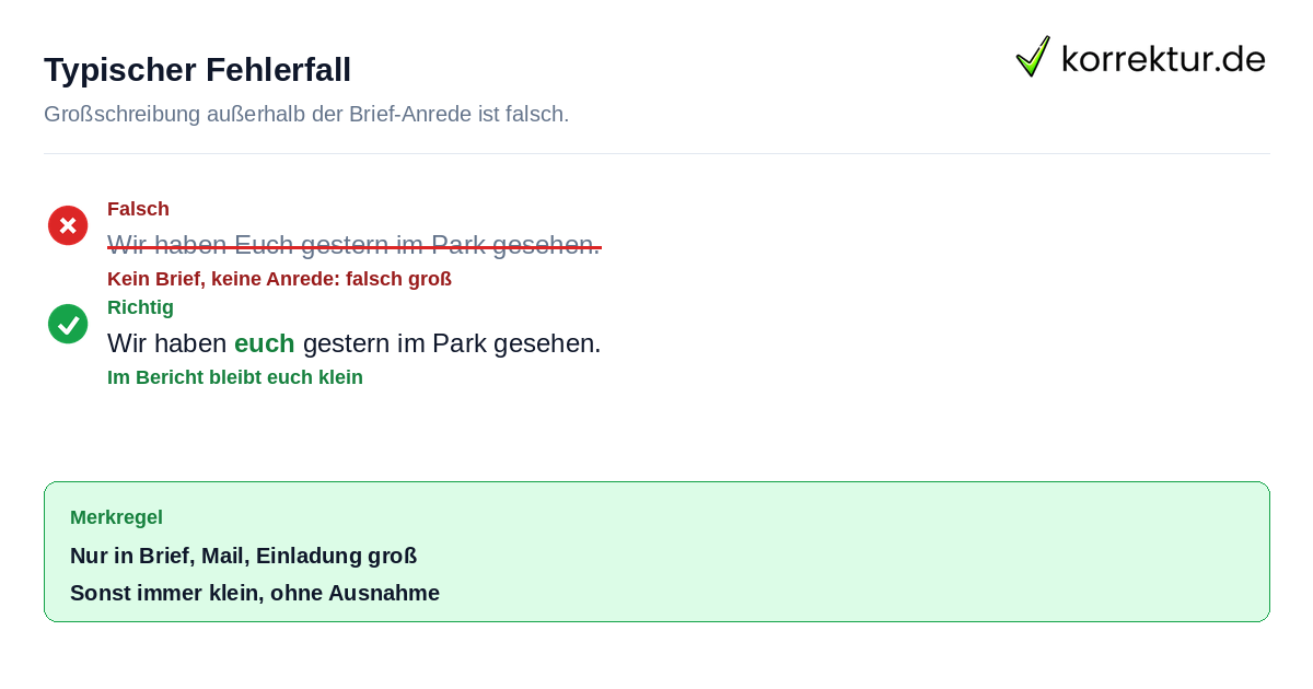 Typischer Fehlerfall Euch groß oder klein: häufiger Fehler korrigiert