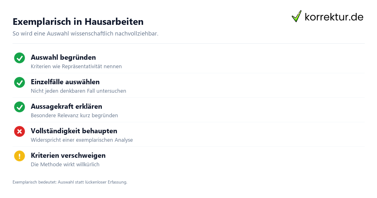Exemplarisch in Hausarbeiten Exemplarisch Bedeutung für wissenschaftliche Arbeiten richtig verwenden