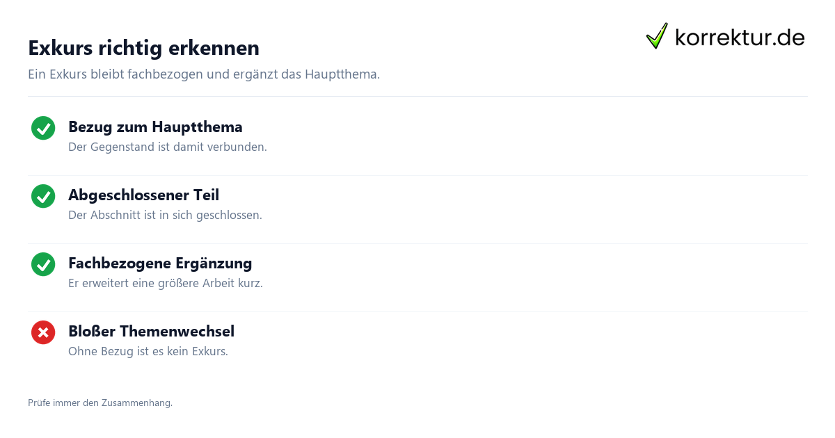 Exkurs richtig erkennen Was bedeutet Exkurs und wie wird das Wort verwendet? Kriterien erkennen