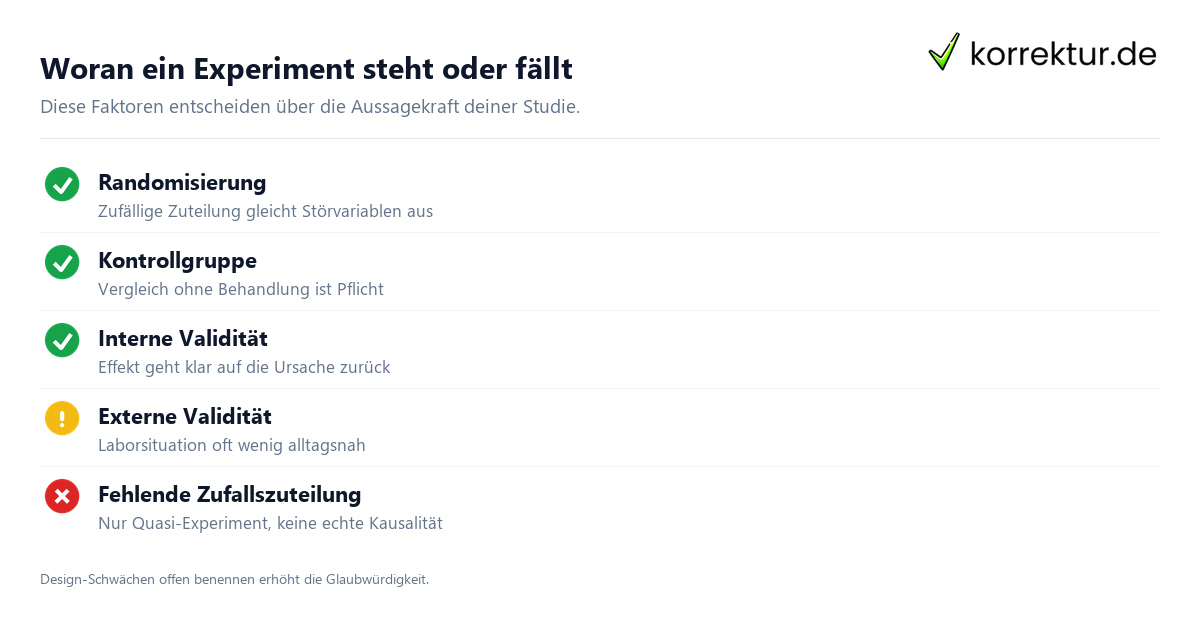 Woran ein Experiment steht oder fällt Experiment Methode: Gütekriterien und Fallstricke prüfen