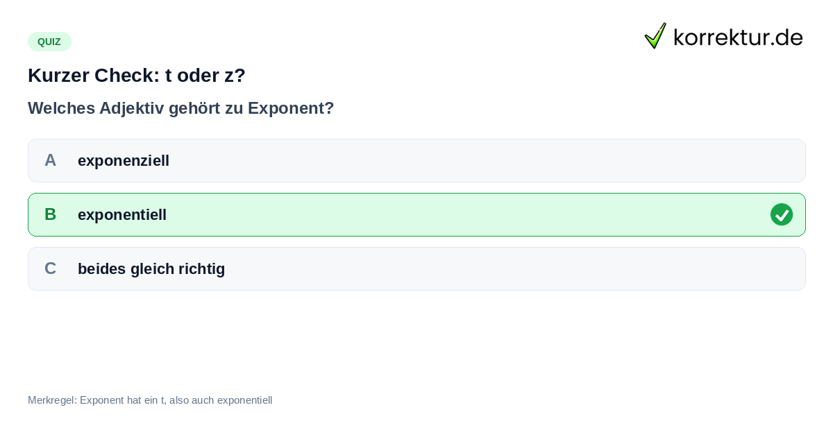 Quiz: exponentiell oder exponenziell richtig schreiben