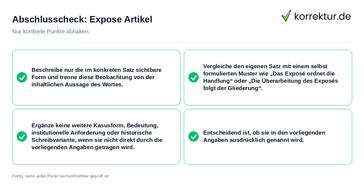 Konkreter Abschlusscheck zu Expose Artikel