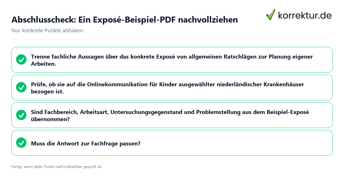 Konkreter Abschlusscheck zu Ein Exposé-Beispiel-PDF nachvollziehen
