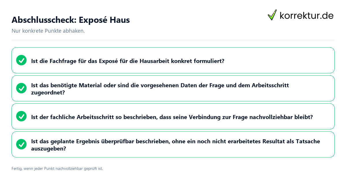 Konkreter Abschlusscheck zu Exposé Haus