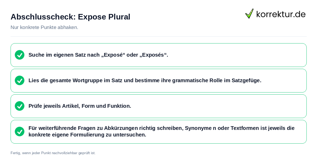Konkreter Abschlusscheck zu Expose Plural