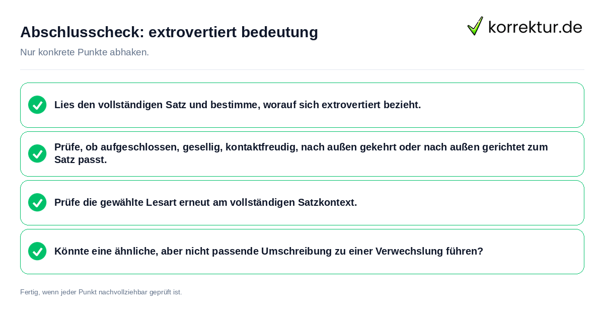 Abschlusscheck: extrovertiert bedeutung Konkreter Abschlusscheck zu extrovertiert bedeutung