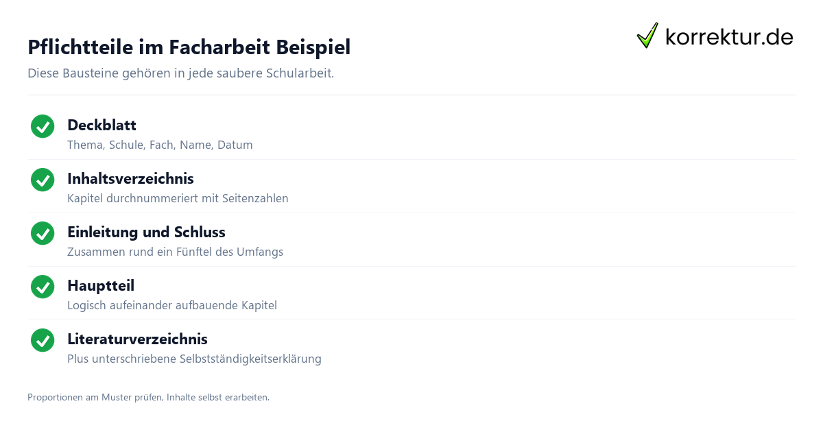 Pflichtteile im Facharbeit Beispiel Facharbeit Beispiel: Pflichtteile einer guten Facharbeit