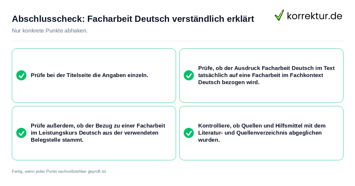 Konkreter Abschlusscheck zu Facharbeit Deutsch verständlich erklärt