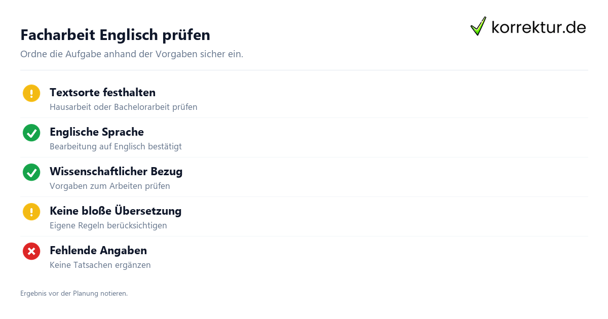 Facharbeit Englisch sicher einordnen und anwenden: Merkmale prüfen